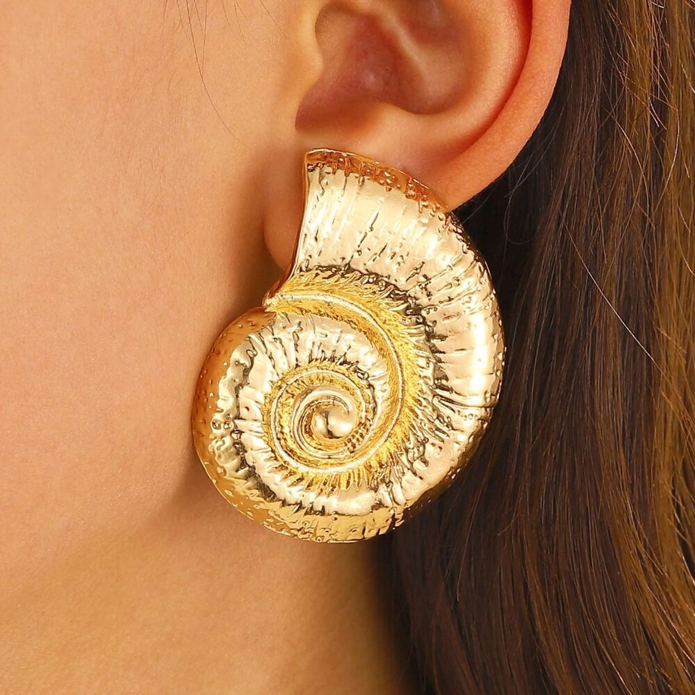 Boho Gold Conch Shell Statement Earrings For Wome… - image 3